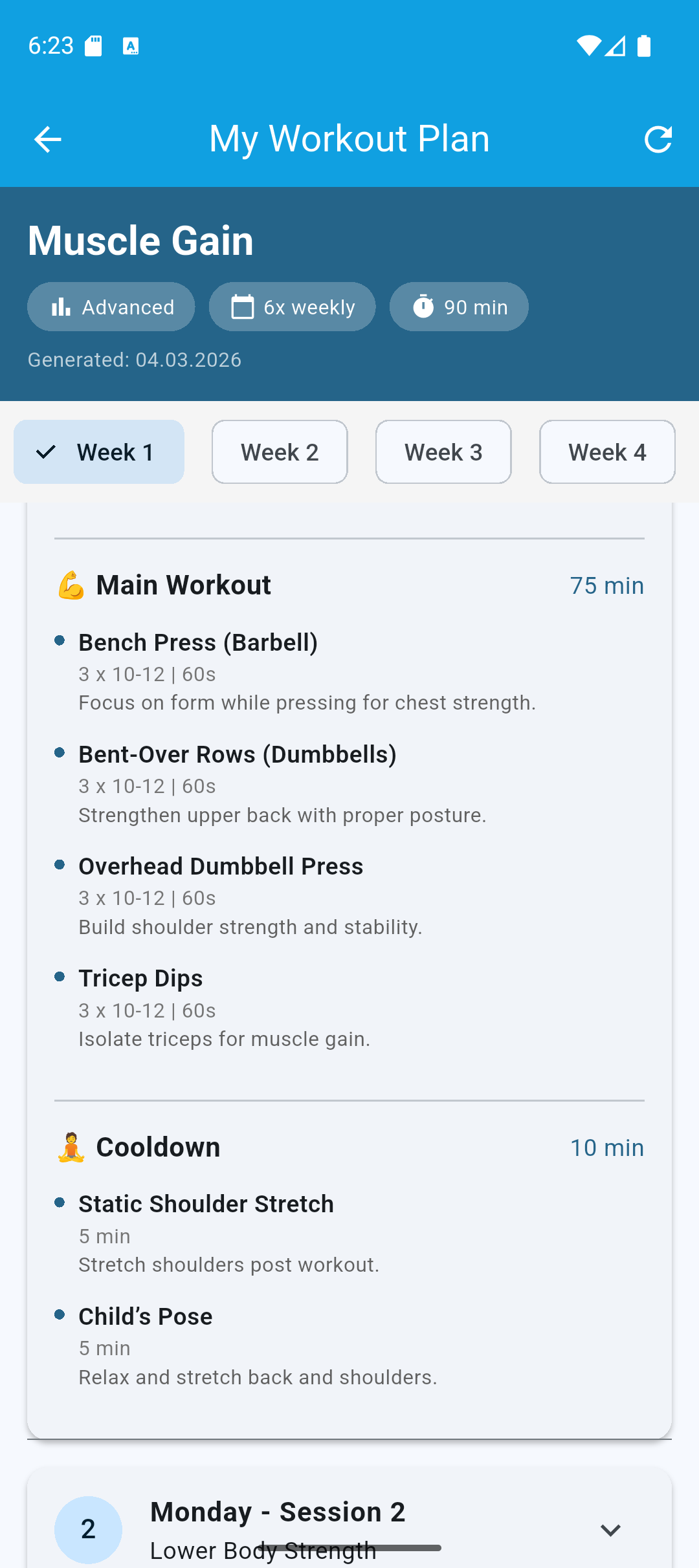 AI Workout Plan